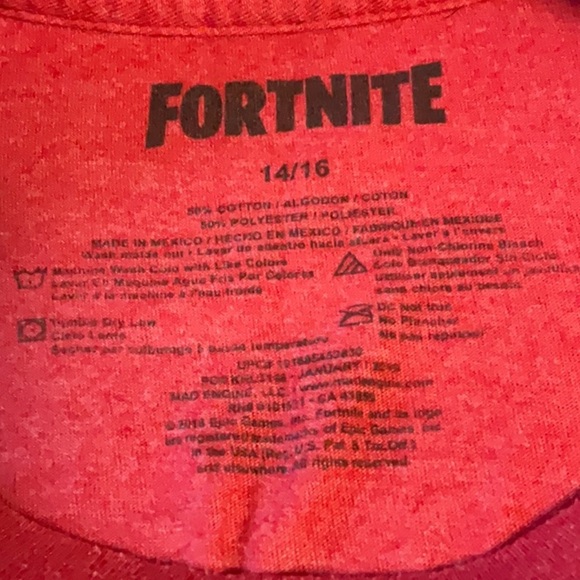 Red Short Sleeve Tee with Fortnite Character Graphics - Picture 5 of 5